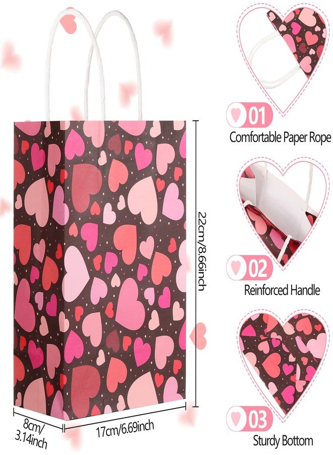 Yexiya 48 Pcs Valentine's Day Paper Gift Bags Bulk Heart Goodie Treat Valentines Party Favor Bags with Handle for Gift Wrapping Party Spuulies - Image 2